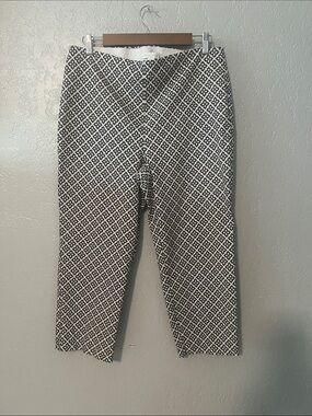 Charter Club Black and White Cropped Geometric Ankle Pants